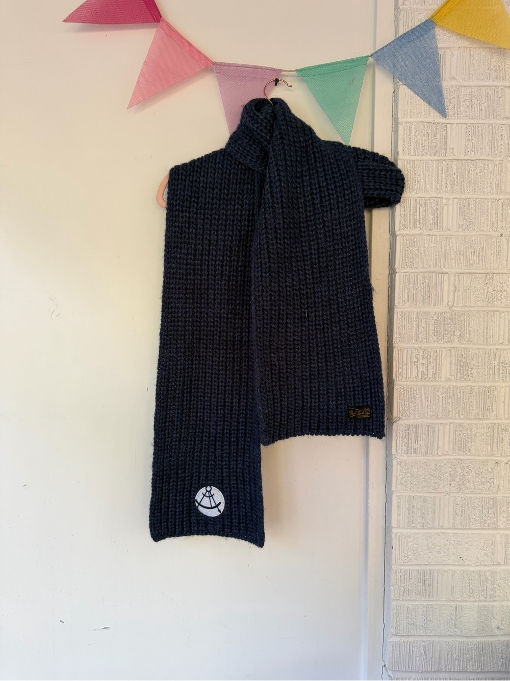 Navy Knit Scarf with Anchor Patch